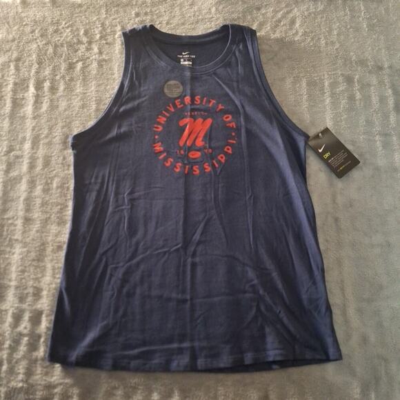 Nike Mississippi Rebels Dri-FIT Cotton Tank Top Shirt Blue/Red Size Medium - Picture 1 of 7